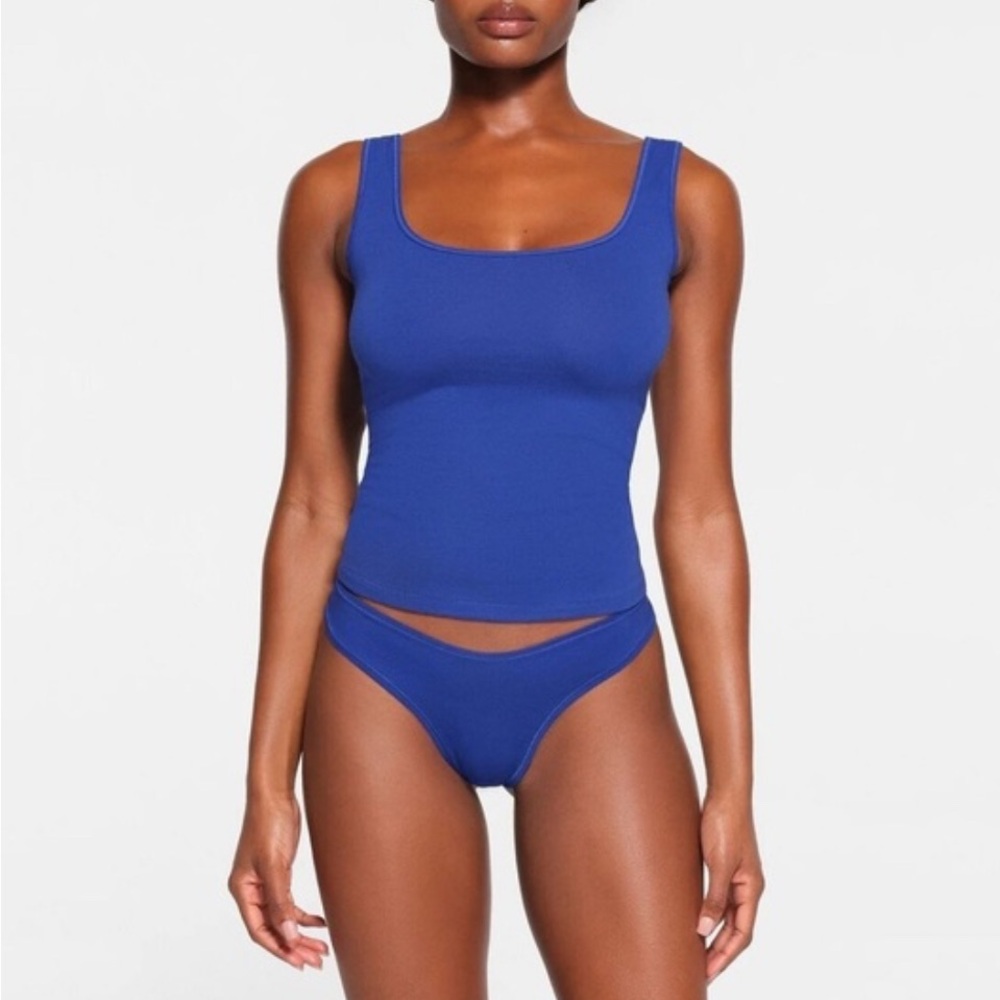 Skims Cotton Jersey Tank Top Cobalt L NWT